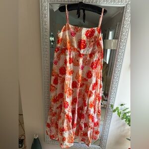 Charlie Holiday Floral Dress with Orange and Red Blooms